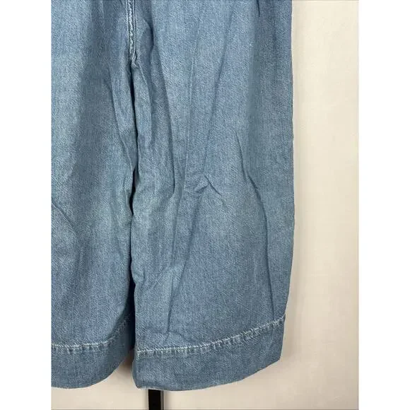 Anthropologie Pilcro Wide Leg Cropped Jeans Women's 32P Petite Blue Lightweight - Picture 8 of 11